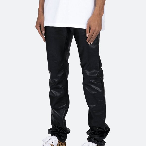 mnml D481 Leather Straight Pants - Black Size 31 - Picture 3 of 3